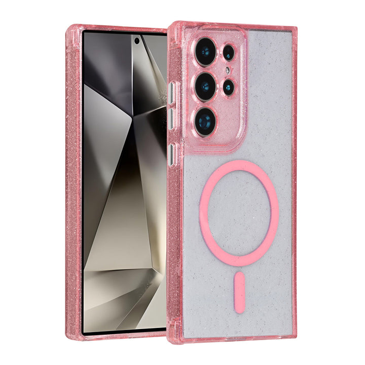 TUNIQ Samsung Galaxy S24 Ultra Backcover hoesje - Magsafe - Glitter - Hanger - Roze-Hoesjes-Ilumina Benelux