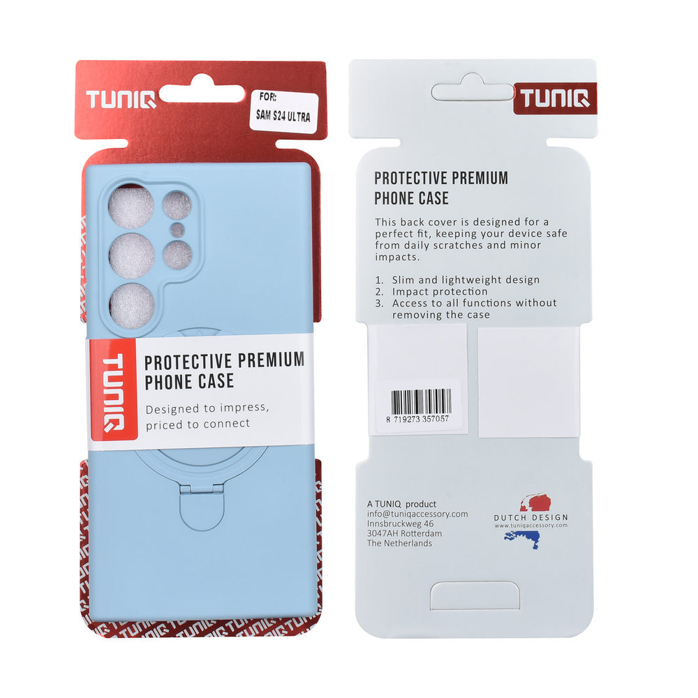 TUNIQ Samsung Galaxy S24 Ultra Backcover hoesje - Magsafe With Ring Stand - Hanger - Baby Blue-Hoesjes-Ilumina Benelux