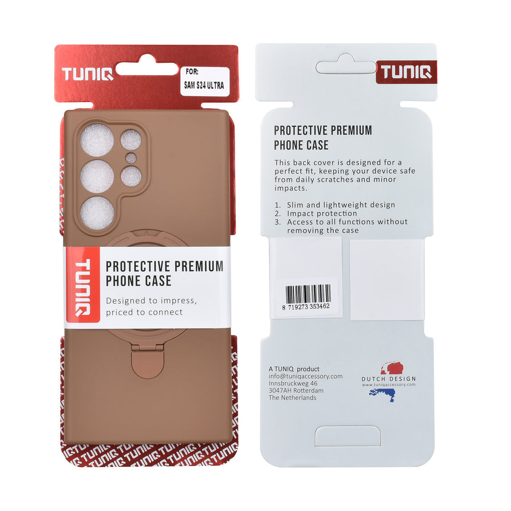 TUNIQ Samsung Galaxy S24 Ultra Backcover hoesje - Magsafe With Ring Stand - Hanger - Desert Brown-Hoesjes-Ilumina Benelux