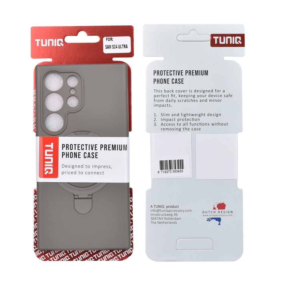 TUNIQ Samsung Galaxy S24 Ultra Backcover hoesje - Magsafe With Ring Stand - Hanger - Titanium Grey-Hoesjes-Ilumina Benelux