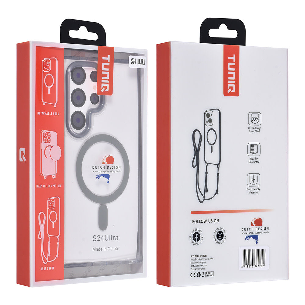 TUNIQ Samsung Galaxy S24 Ultra Backcover hoesje neck cord - magsafe - Grijs-Hoesjes-Ilumina Benelux