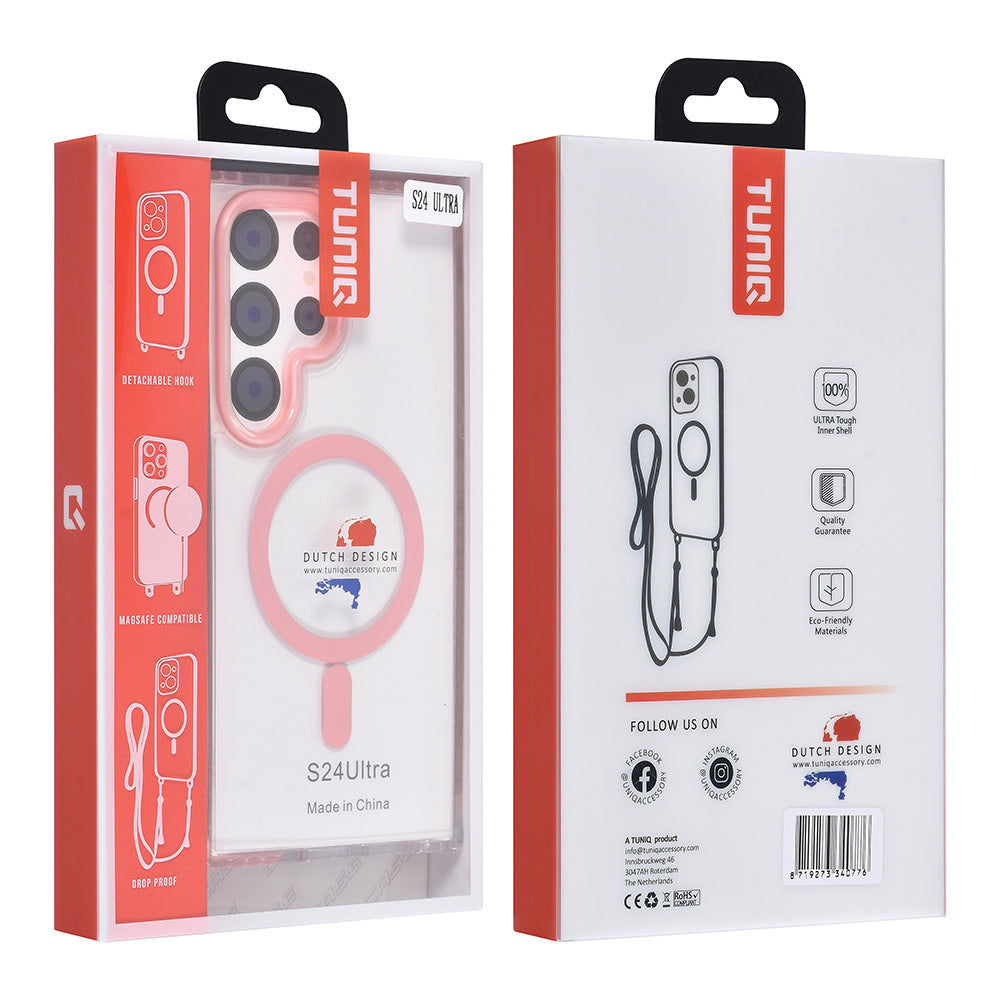 TUNIQ Samsung Galaxy S24 Ultra Backcover hoesje neck cord - magsafe - Roze-Hoesjes-Ilumina Benelux