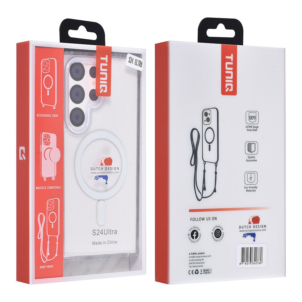 TUNIQ Samsung Galaxy S24 Ultra Backcover hoesje neck cord - magsafe - Wit-Hoesjes-Ilumina Benelux