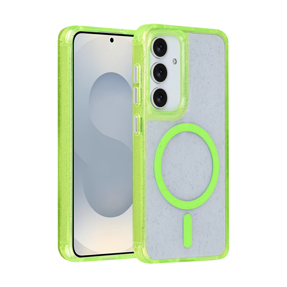 TUNIQ Samsung Galaxy S25 Backcover hoesje - Magsafe - Glitter - Hanger - Groen-Hoesjes-Ilumina Benelux
