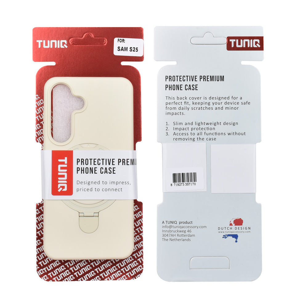 TUNIQ Samsung Galaxy S25 Backcover hoesje - Magsafe With Ring Stand - Hanger - Antique White-Hoesjes-Ilumina Benelux