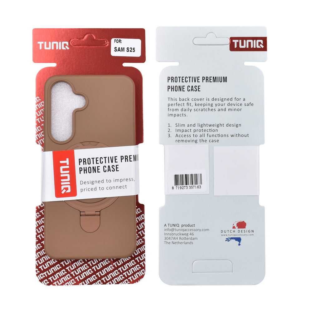 TUNIQ Samsung Galaxy S25 Backcover hoesje - Magsafe With Ring Stand - Hanger - Desert Brown-Hoesjes-Ilumina Benelux