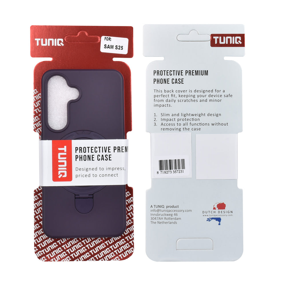 TUNIQ Samsung Galaxy S25 Backcover hoesje - Magsafe With Ring Stand - Hanger - Grape Purple-Hoesjes-Ilumina Benelux
