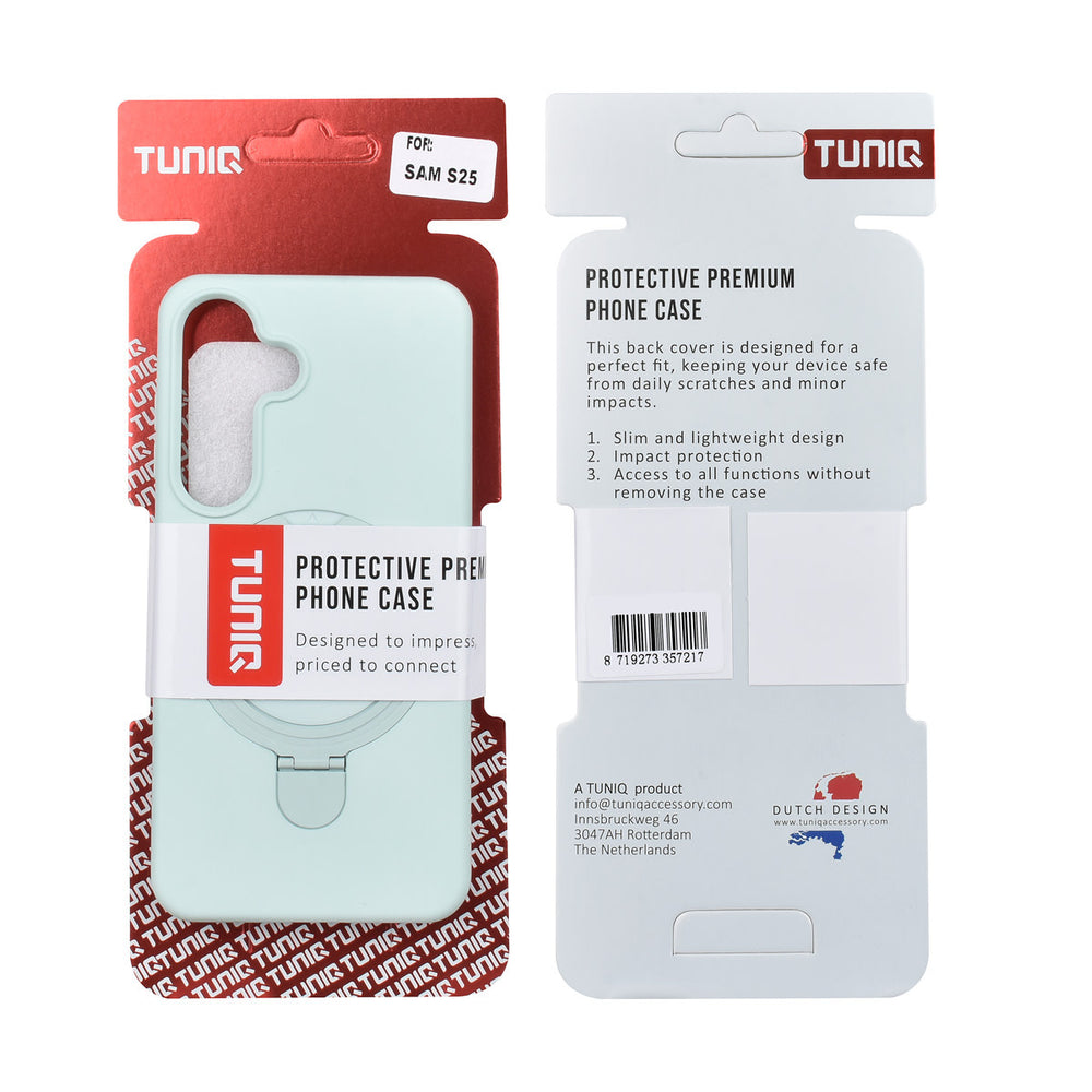 TUNIQ Samsung Galaxy S25 Backcover hoesje - Magsafe With Ring Stand - Hanger - Mint Green-Hoesjes-Ilumina Benelux
