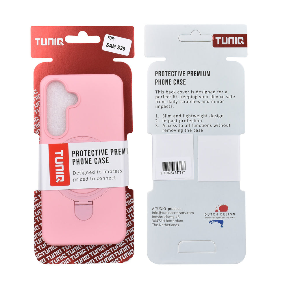 TUNIQ Samsung Galaxy S25 Backcover hoesje - Magsafe With Ring Stand - Hanger - Sakura Pink-Hoesjes-Ilumina Benelux