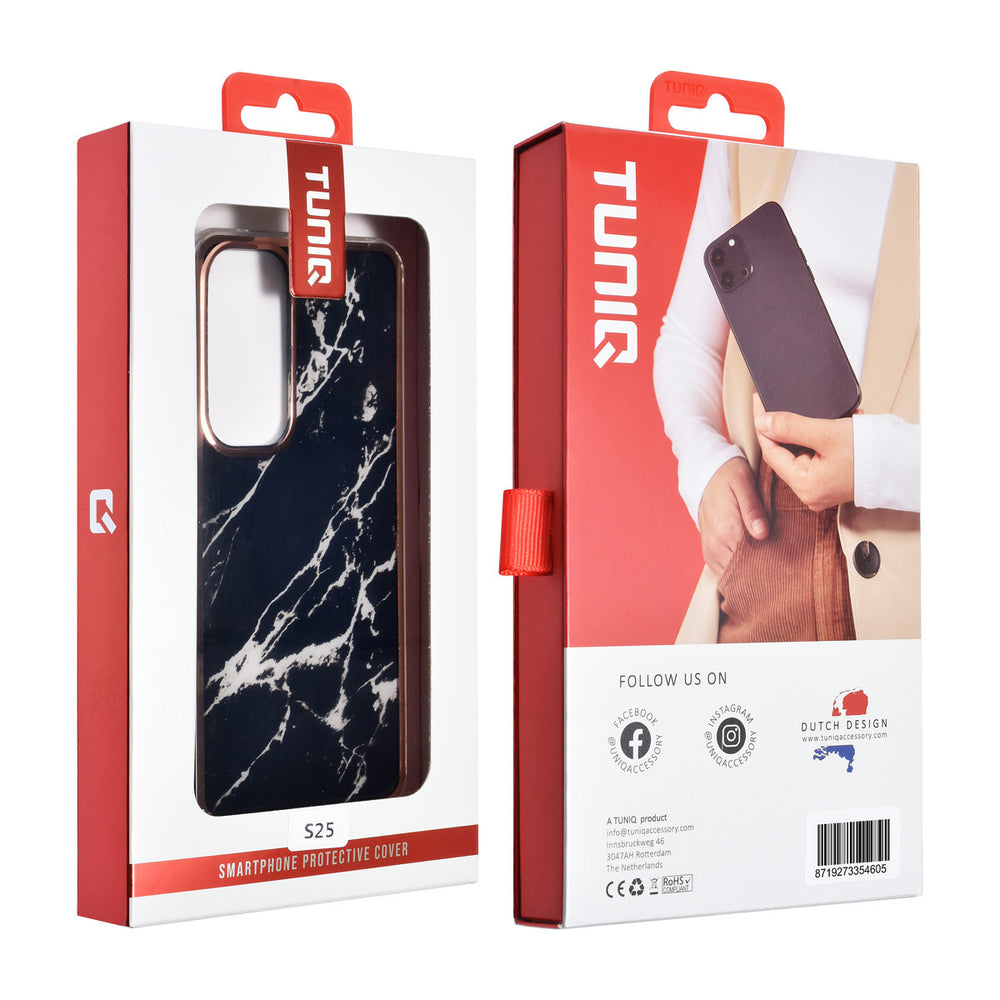 TUNIQ Samsung Galaxy S25 Backcover hoesje - Silicone - Marble Black-Hoesjes-Ilumina Benelux