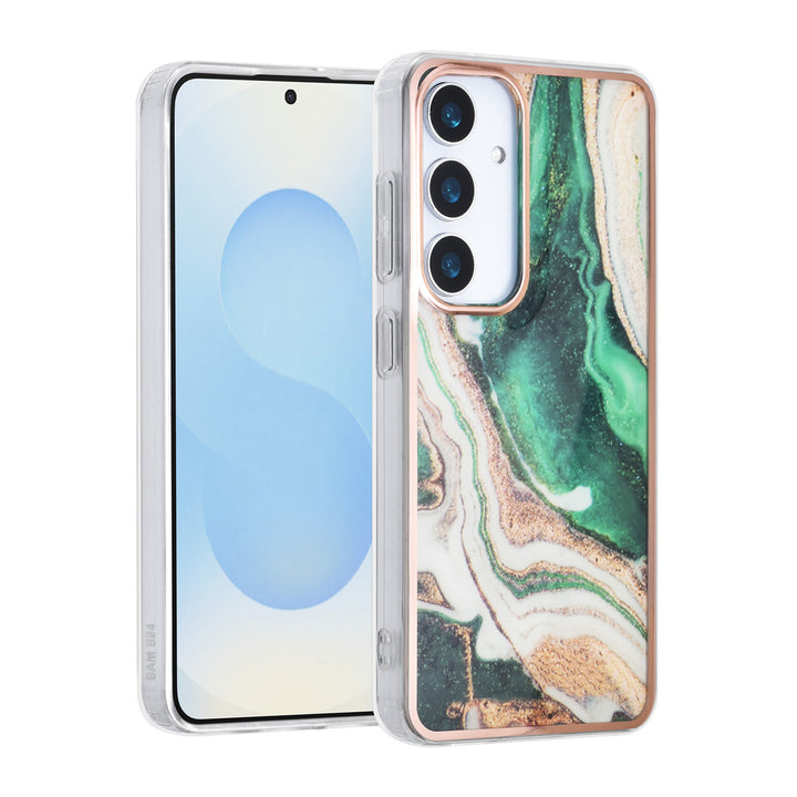 TUNIQ Samsung Galaxy S25 Backcover hoesje - Silicone - Marble Green-Hoesjes-Ilumina Benelux