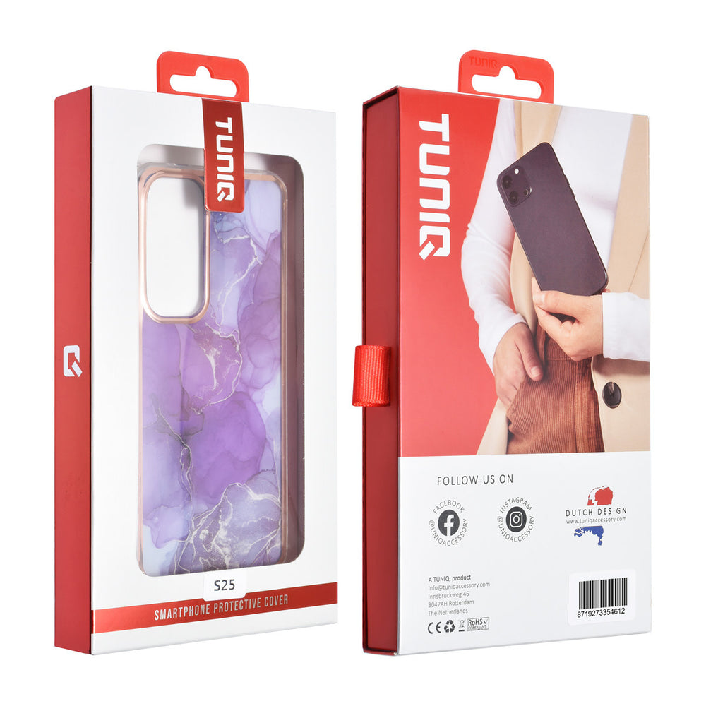 TUNIQ Samsung Galaxy S25 Backcover hoesje - Silicone - Marble Purple-Hoesjes-Ilumina Benelux