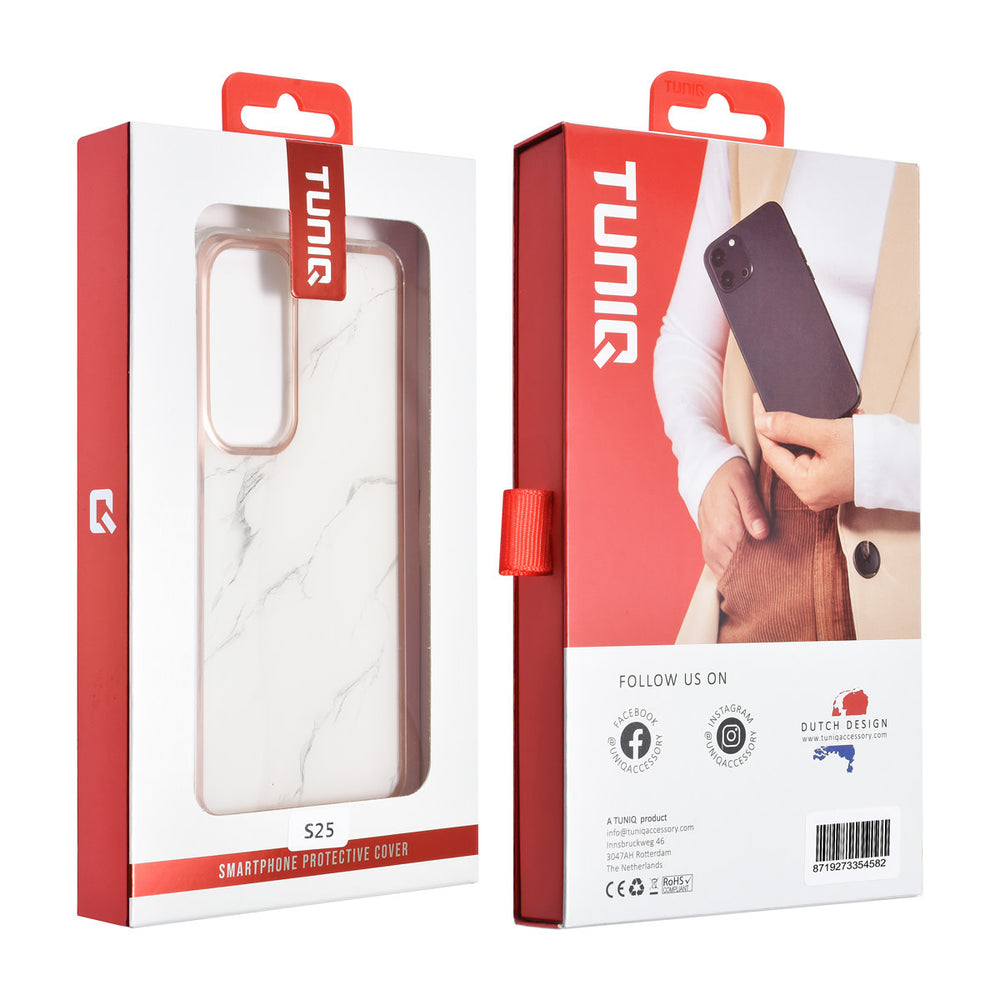TUNIQ Samsung Galaxy S25 Backcover hoesje - Silicone - Marble White-Hoesjes-Ilumina Benelux