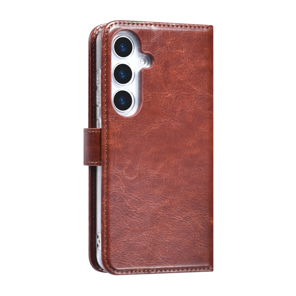 TUNIQ Samsung Galaxy S25 Book Case hoesje - Pasjeshouder voor 3 pasjes - Hanger - Bruin-Hoesjes-Ilumina Benelux