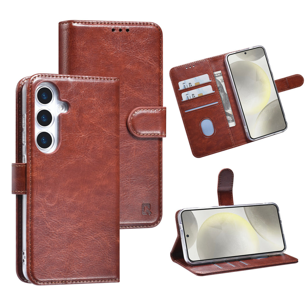 TUNIQ Samsung Galaxy S25 Book Case hoesje - Pasjeshouder voor 3 pasjes - Hanger - Bruin-Hoesjes-Ilumina Benelux