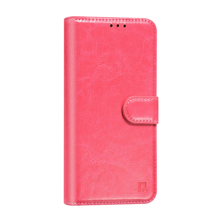 TUNIQ Samsung Galaxy S25 Book Case hoesje - Pasjeshouder voor 3 pasjes - Hanger - Felroze-Hoesjes-Ilumina Benelux