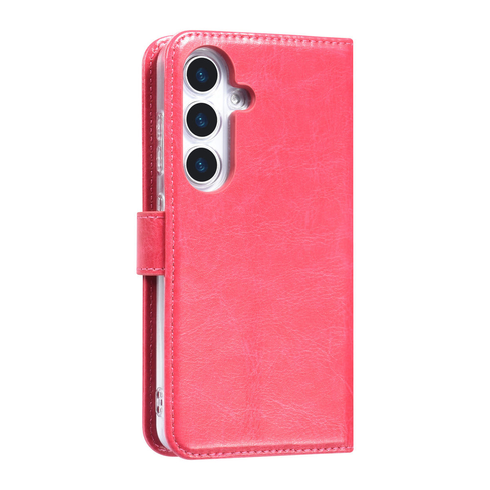 TUNIQ Samsung Galaxy S25 Book Case hoesje - Pasjeshouder voor 3 pasjes - Hanger - Felroze-Hoesjes-Ilumina Benelux