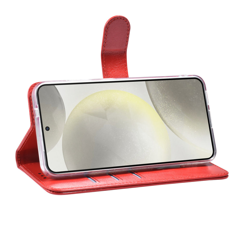 TUNIQ Samsung Galaxy S25 Book Case hoesje - Pasjeshouder voor 3 pasjes - Hanger - Rood-Hoesjes-Ilumina Benelux