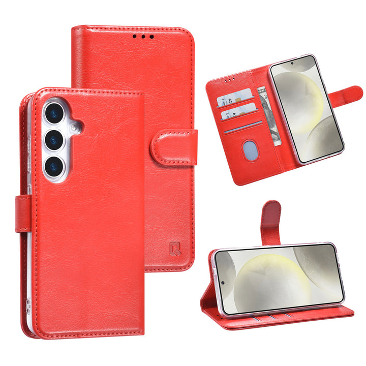 TUNIQ Samsung Galaxy S25 Book Case hoesje - Pasjeshouder voor 3 pasjes - Hanger - Rood-Hoesjes-Ilumina Benelux