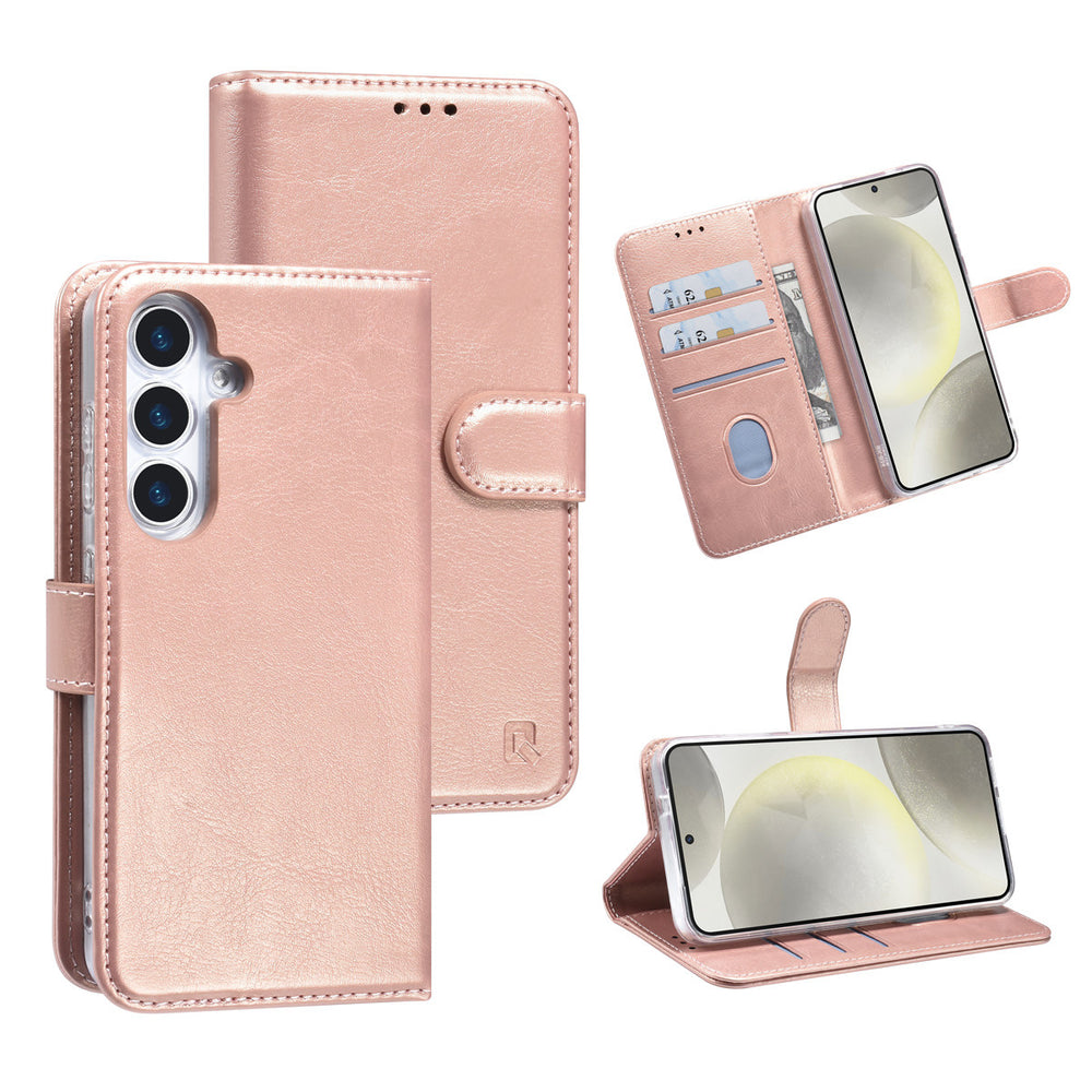 TUNIQ Samsung Galaxy S25 Book Case hoesje - Pasjeshouder voor 3 pasjes - Hanger - Rose Gold-Hoesjes-Ilumina Benelux