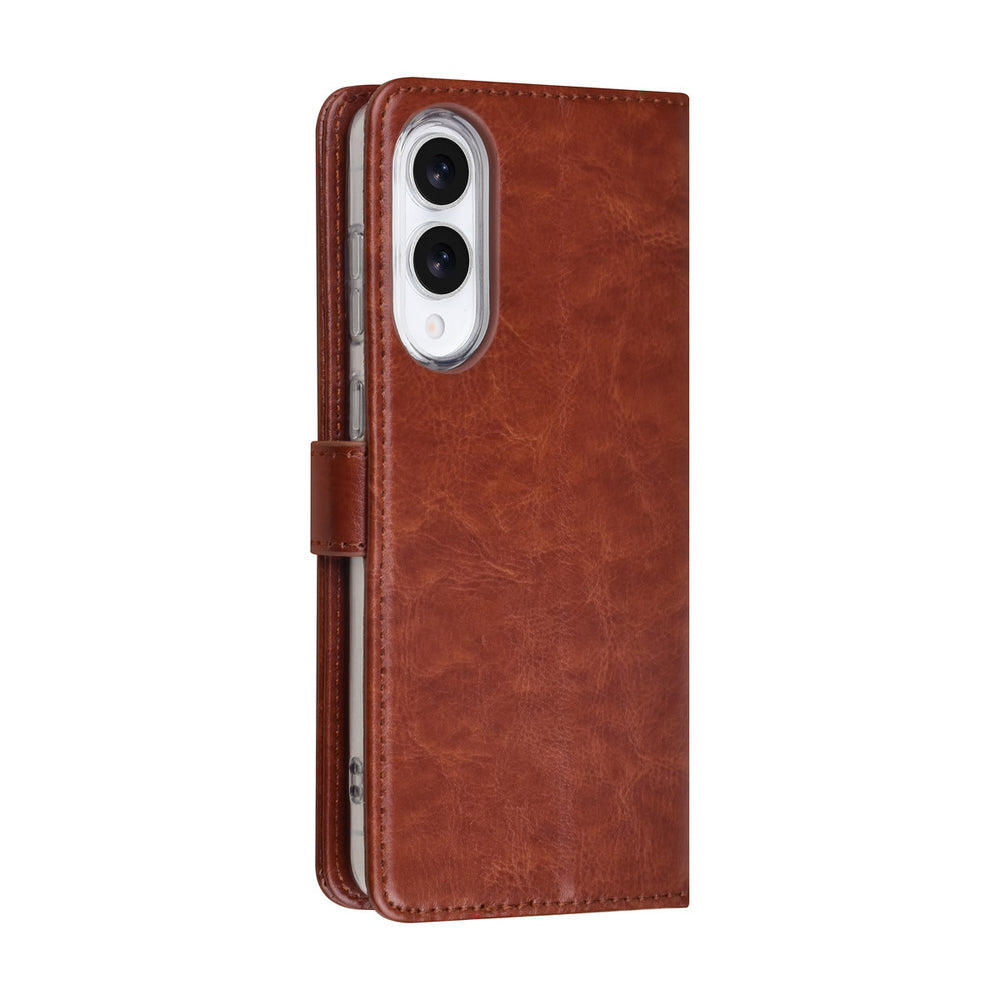 TUNIQ Samsung Galaxy S25 Edge Book Case hoesje - Pasjeshouder voor 3 pasjes - Magneetsluiting - Hanger - Bruin-Hoesjes-Ilumina Benelux