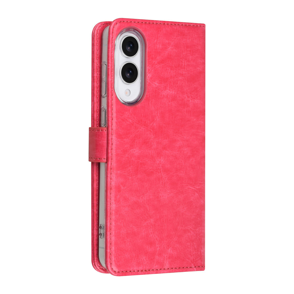TUNIQ Samsung Galaxy S25 Edge Book Case hoesje - Pasjeshouder voor 3 pasjes - Magneetsluiting - Hanger - Felroze-Hoesjes-Ilumina Benelux