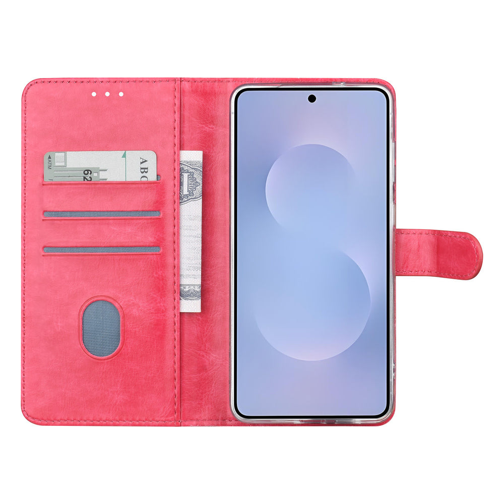 TUNIQ Samsung Galaxy S25 Edge Book Case hoesje - Pasjeshouder voor 3 pasjes - Magneetsluiting - Hanger - Felroze-Hoesjes-Ilumina Benelux
