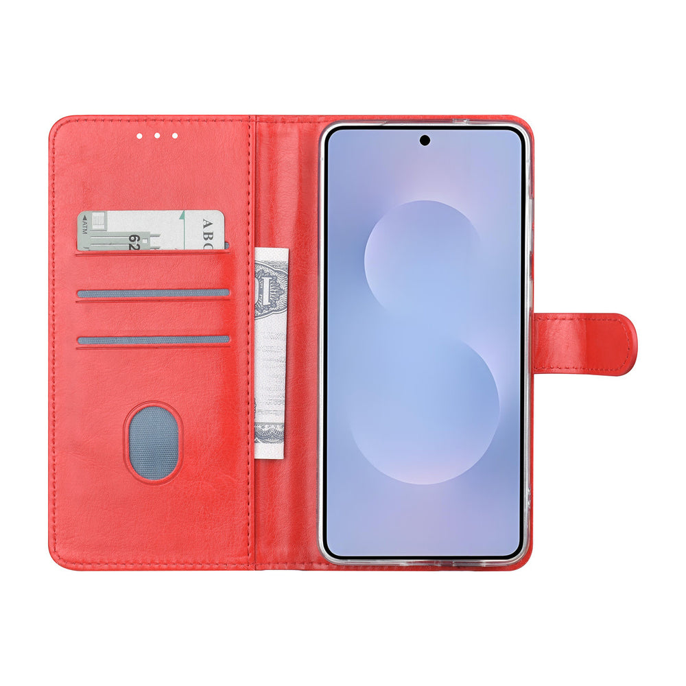TUNIQ Samsung Galaxy S25 Edge Book Case hoesje - Pasjeshouder voor 3 pasjes - Magneetsluiting - Hanger - Rood-Hoesjes-Ilumina Benelux