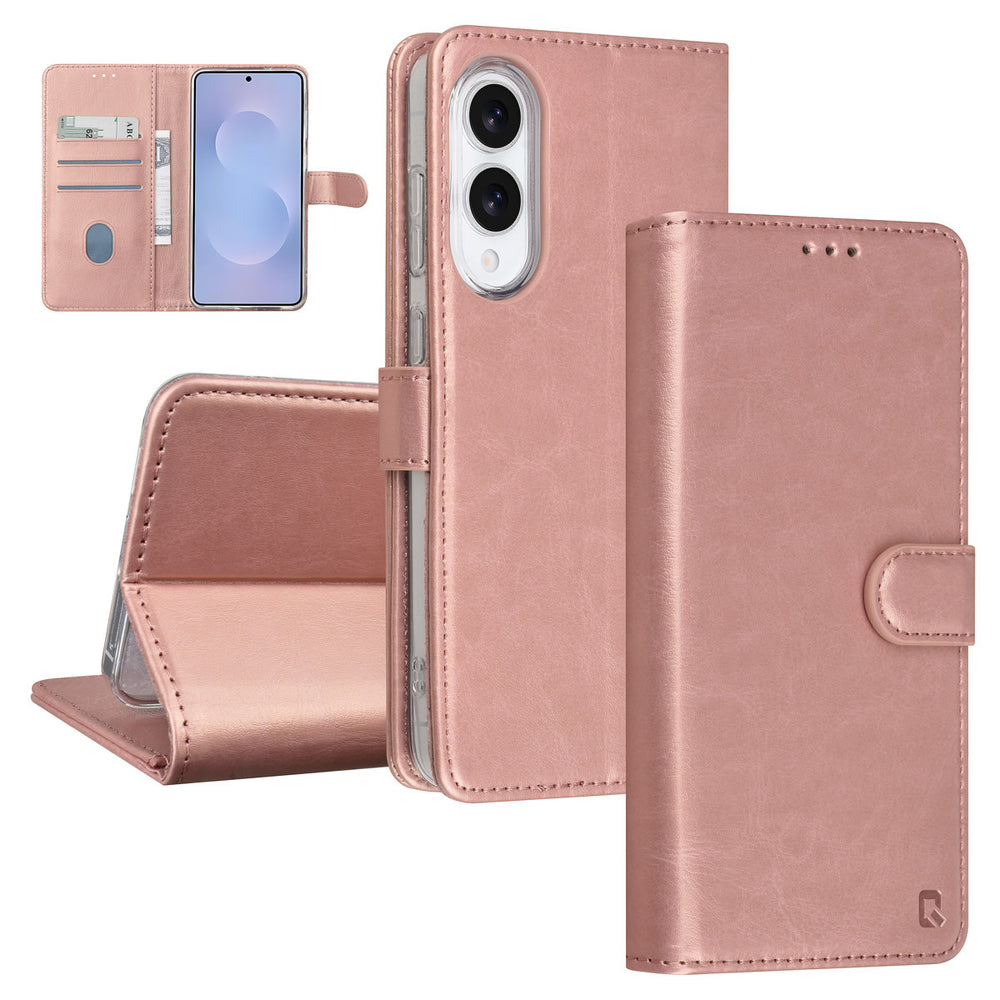 TUNIQ Samsung Galaxy S25 Edge Book Case hoesje - Pasjeshouder voor 3 pasjes - Magneetsluiting - Hanger - Rose Gold-Hoesjes-Ilumina Benelux