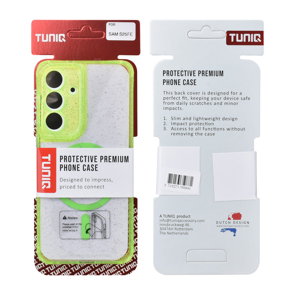 TUNIQ Samsung Galaxy S25 FE Backcover hoesje - Magsafe - Glitter - Hanger - Groen-Hoesjes-Ilumina Benelux