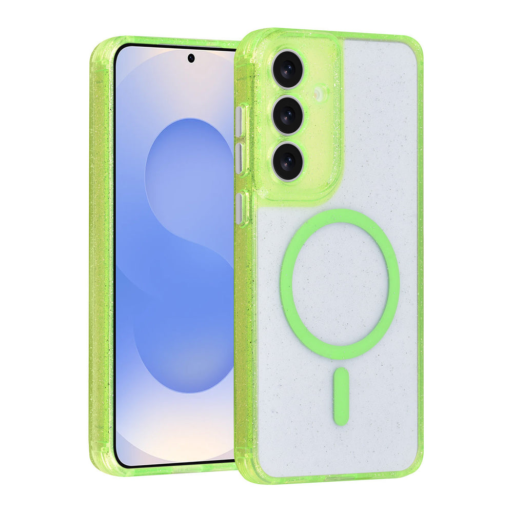 TUNIQ Samsung Galaxy S25 FE Backcover hoesje - Magsafe - Glitter - Hanger - Groen-Hoesjes-Ilumina Benelux