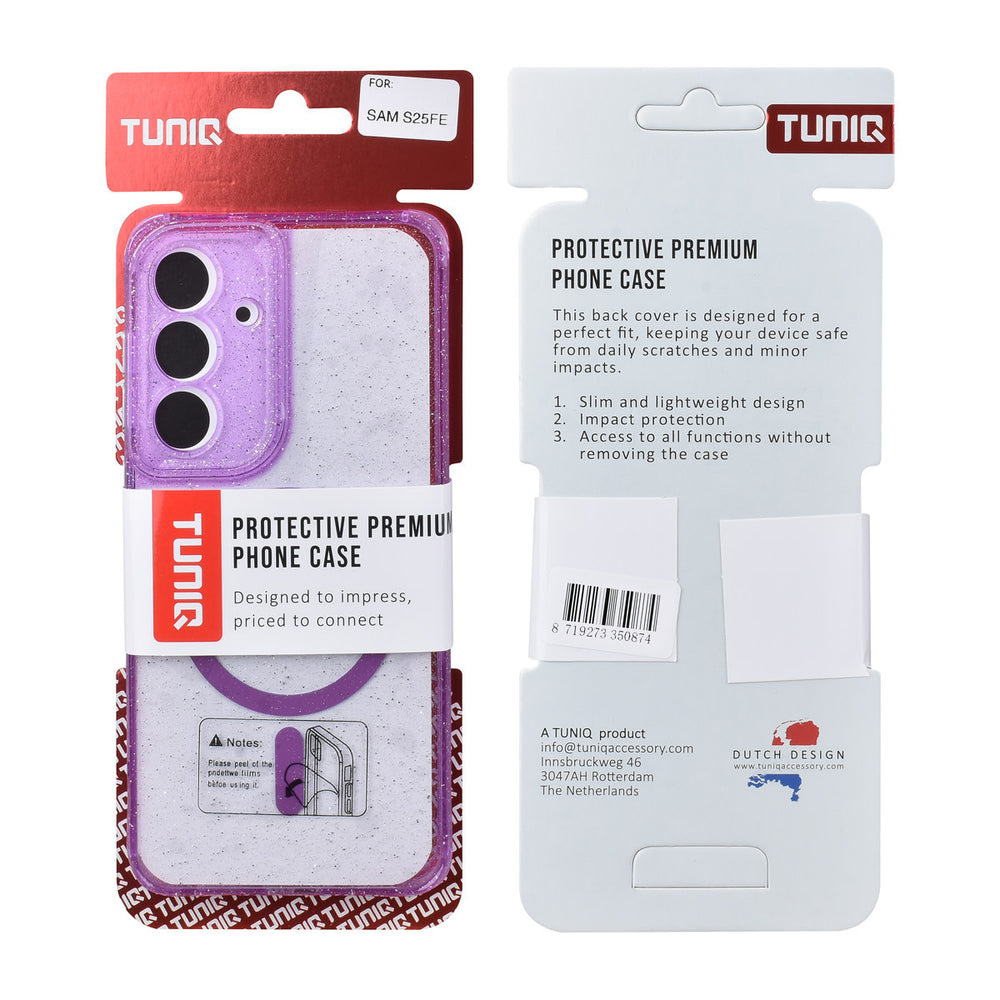 TUNIQ Samsung Galaxy S25 FE Backcover hoesje - Magsafe - Glitter - Hanger - Paars-Hoesjes-Ilumina Benelux