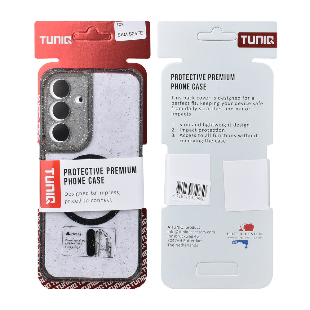 TUNIQ Samsung Galaxy S25 FE Backcover hoesje - Magsafe - Glitter - Hanger - Zwart-Hoesjes-Ilumina Benelux