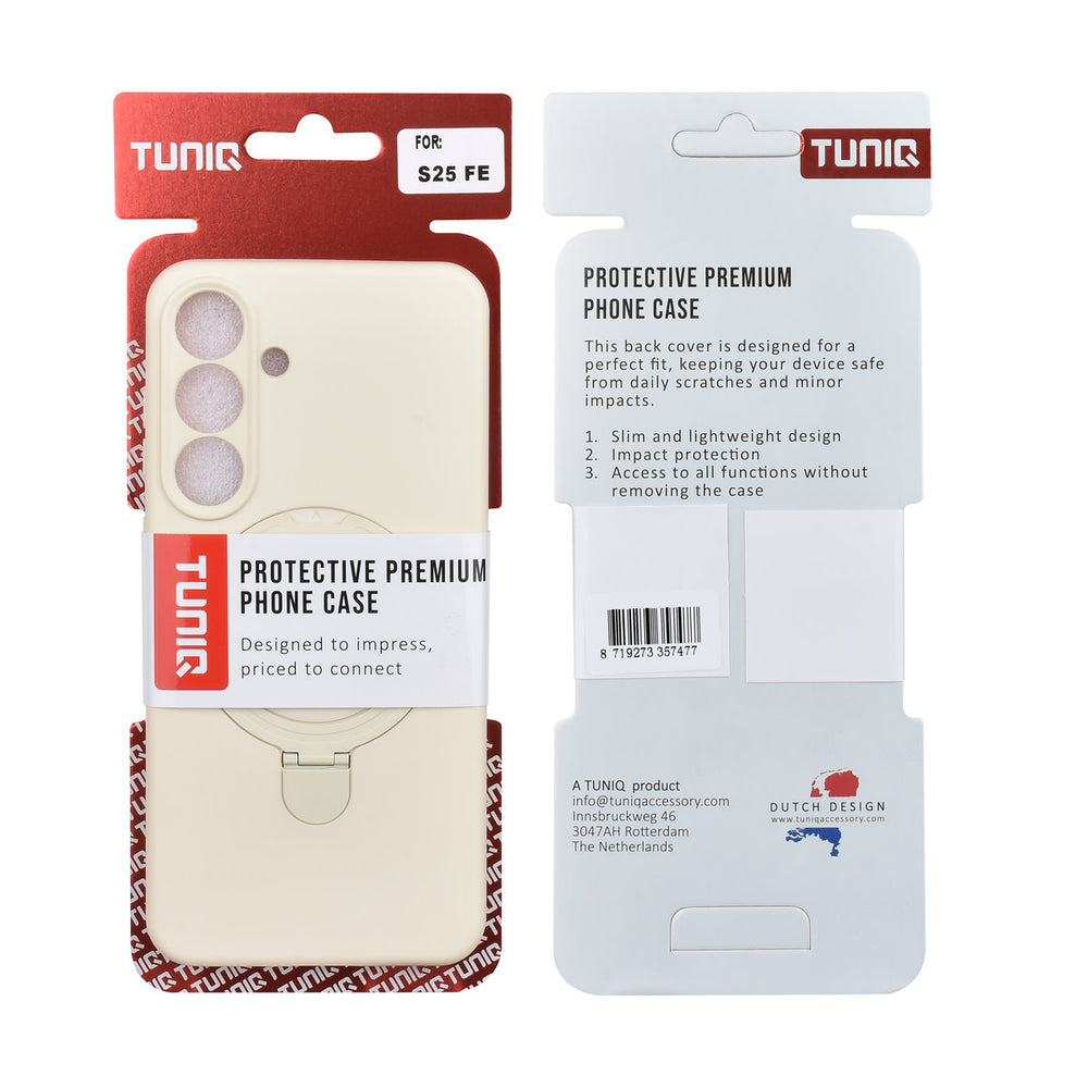 TUNIQ Samsung Galaxy S25 FE Backcover hoesje - Magsafe With Ring Stand - Hanger - Antique White-Hoesjes-Ilumina Benelux