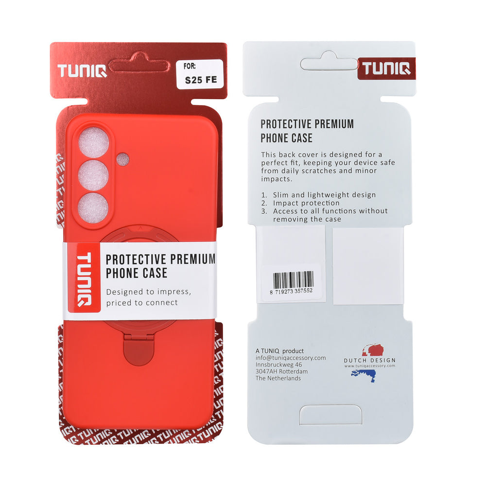 TUNIQ Samsung Galaxy S25 FE Backcover hoesje - Magsafe With Ring Stand - Hanger - Classic Red-Hoesjes-Ilumina Benelux