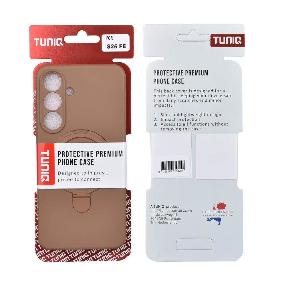 TUNIQ Samsung Galaxy S25 FE Backcover hoesje - Magsafe With Ring Stand - Hanger - Desert Brown-Hoesjes-Ilumina Benelux