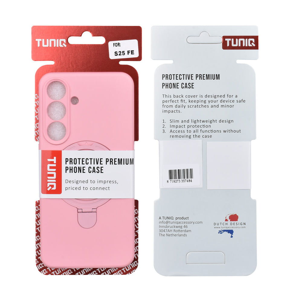 TUNIQ Samsung Galaxy S25 FE Backcover hoesje - Magsafe With Ring Stand - Hanger - Sakura Pink-Hoesjes-Ilumina Benelux