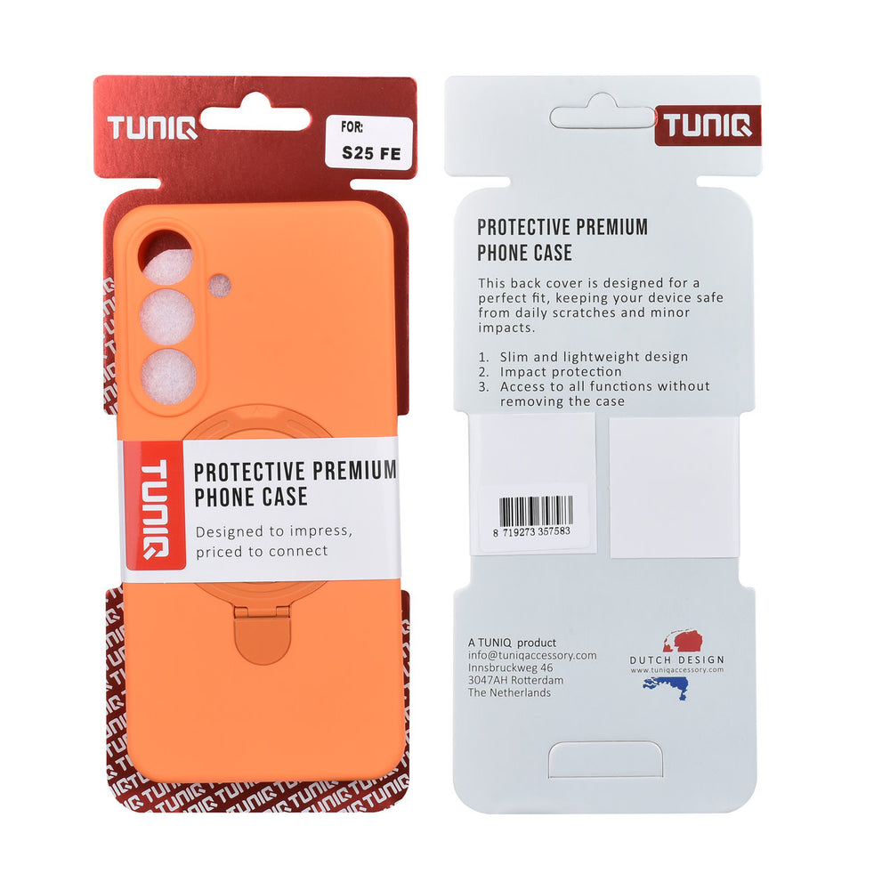 TUNIQ Samsung Galaxy S25 FE Backcover hoesje - Magsafe With Ring Stand - Hanger - Tangerine Orange-Hoesjes-Ilumina Benelux