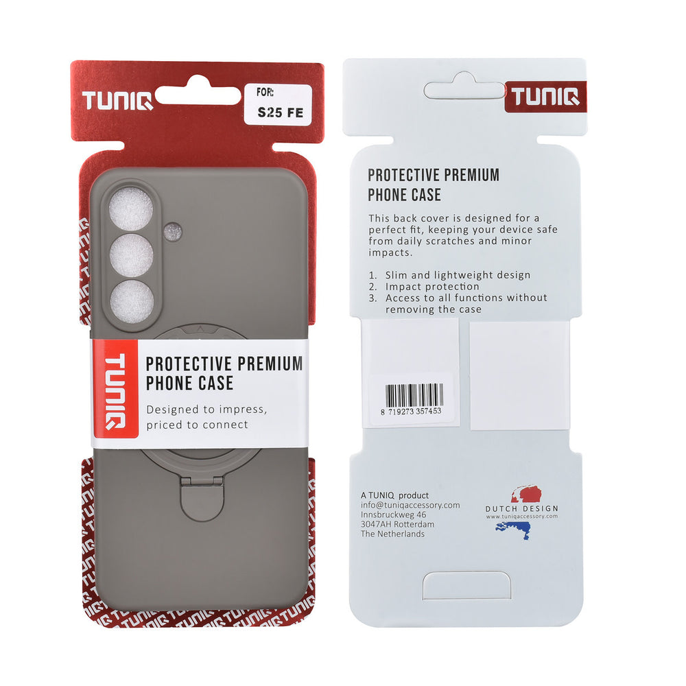 TUNIQ Samsung Galaxy S25 FE Backcover hoesje - Magsafe With Ring Stand - Hanger - Titanium Grey-Hoesjes-Ilumina Benelux