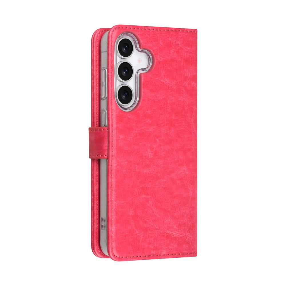 TUNIQ Samsung Galaxy S25 FE Book Case hoesje - Pasjeshouder voor 3 pasjes - Magneetsluiting - Hanger - Felroze-Hoesjes-Ilumina Benelux