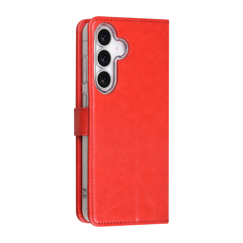TUNIQ Samsung Galaxy S25 FE Book Case hoesje - Pasjeshouder voor 3 pasjes - Magneetsluiting - Hanger - Rood-Hoesjes-Ilumina Benelux