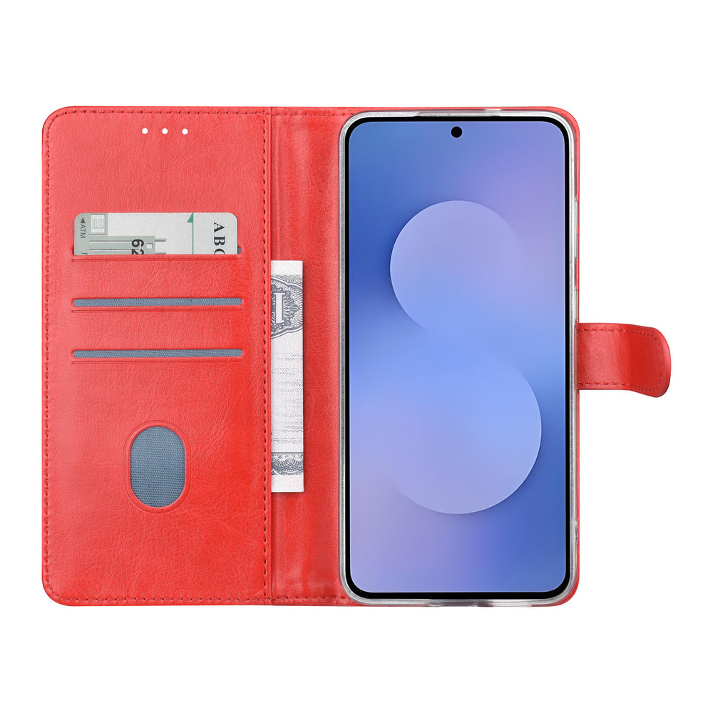 TUNIQ Samsung Galaxy S25 FE Book Case hoesje - Pasjeshouder voor 3 pasjes - Magneetsluiting - Hanger - Rood-Hoesjes-Ilumina Benelux