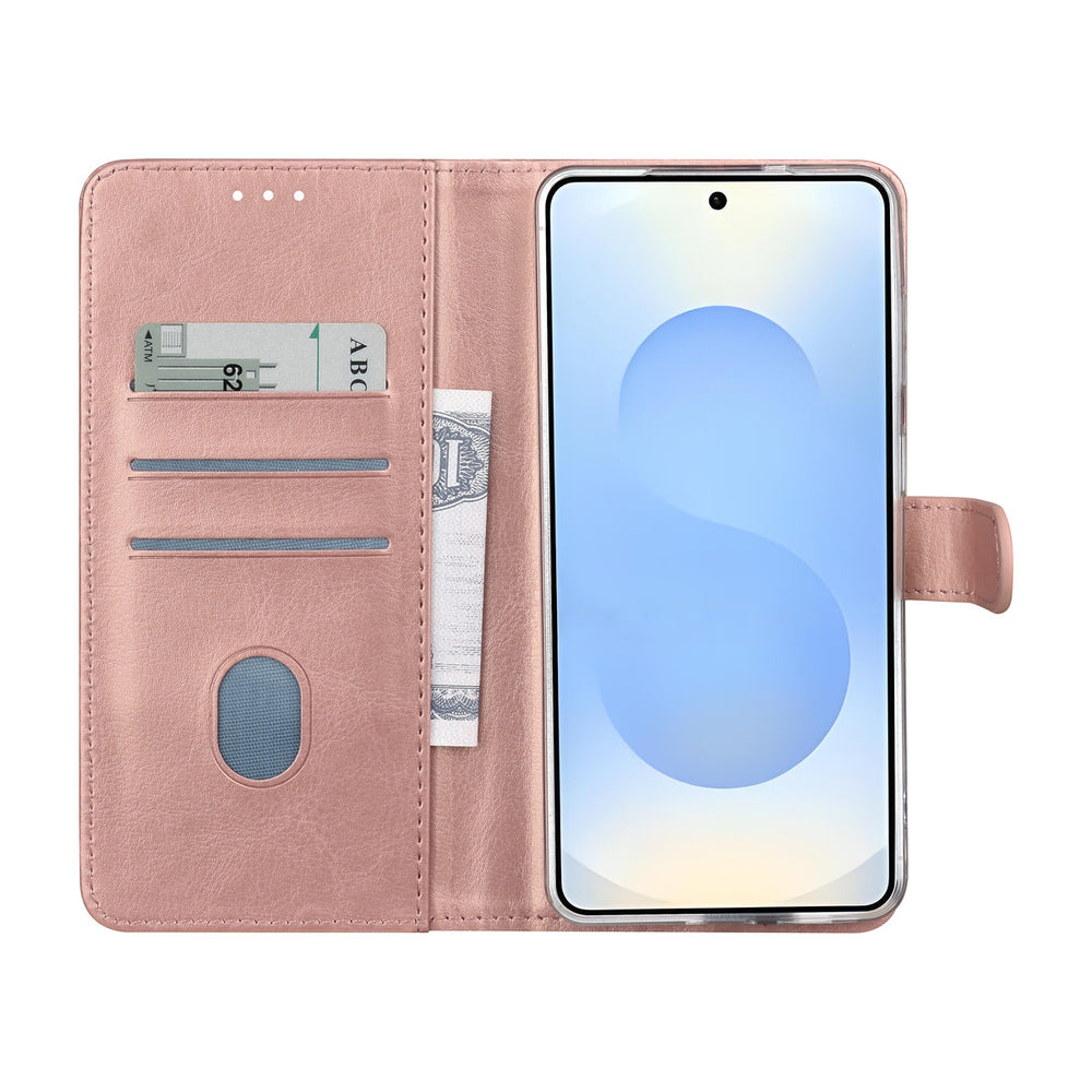 TUNIQ Samsung Galaxy S25 FE Book Case hoesje - Pasjeshouder voor 3 pasjes - Magneetsluiting - Hanger - Rose Gold-Hoesjes-Ilumina Benelux