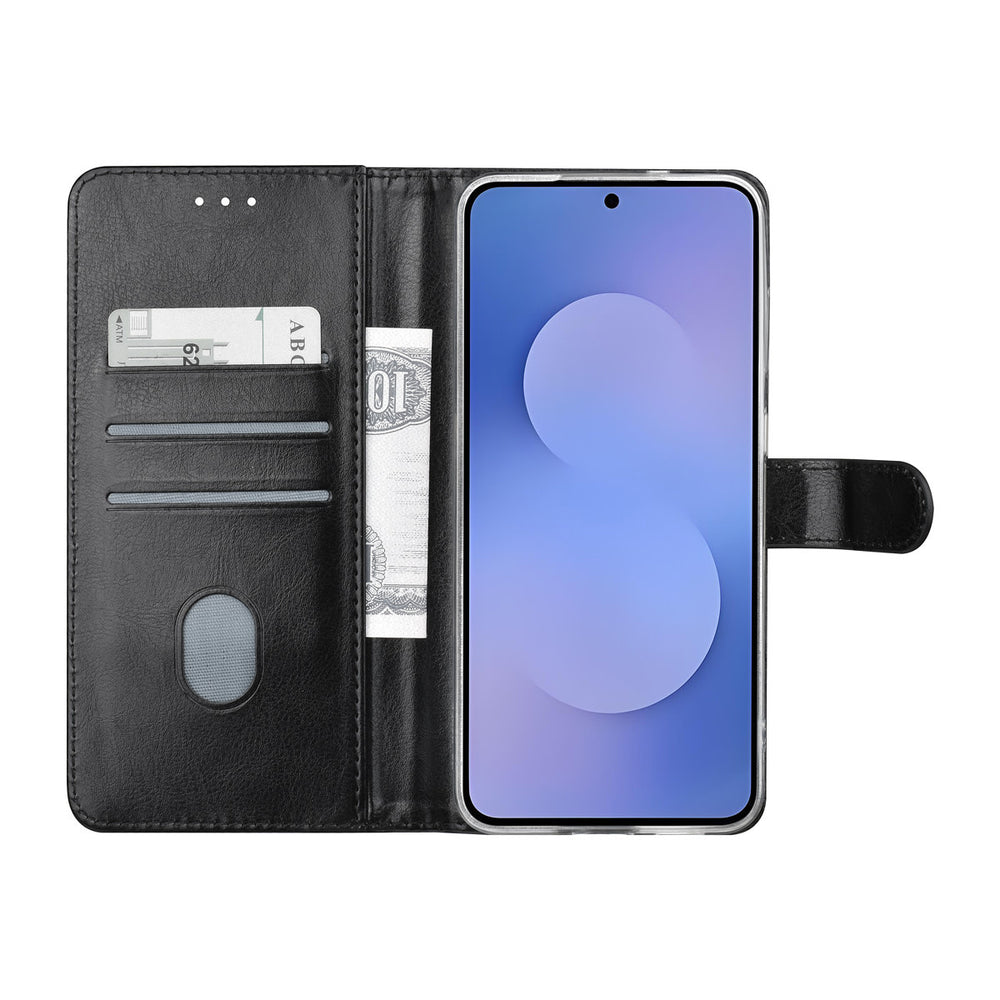 TUNIQ Samsung Galaxy S25 FE Book Case hoesje - Pasjeshouder voor 3 pasjes - Magneetsluiting - Hanger - Zwart-Hoesjes-Ilumina Benelux