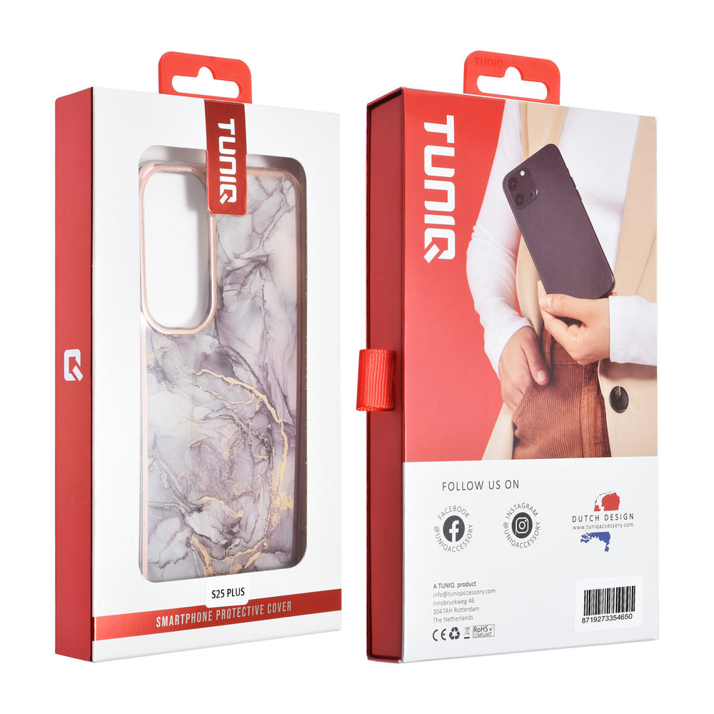 TUNIQ Samsung Galaxy S25 Plus Backcover hoesje - Silicone - Marble Brown-Hoesjes-Ilumina Benelux