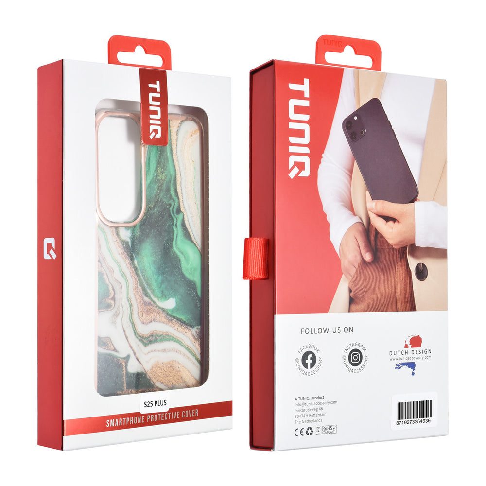 TUNIQ Samsung Galaxy S25 Plus Backcover hoesje - Silicone - Marble Green-Hoesjes-Ilumina Benelux