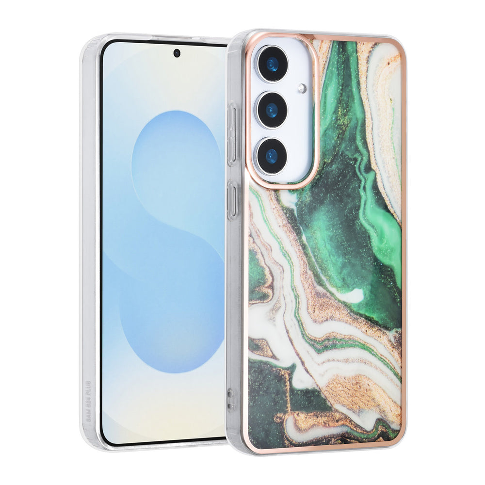 TUNIQ Samsung Galaxy S25 Plus Backcover hoesje - Silicone - Marble Green-Hoesjes-Ilumina Benelux