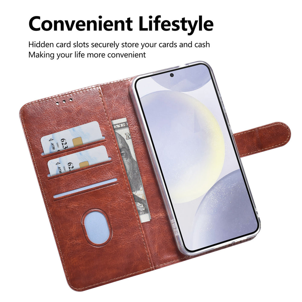 TUNIQ Samsung Galaxy S25 Plus Book Case hoesje - Pasjeshouder voor 3 pasjes - Magneetsluiting - Hanger - Bruin-Hoesjes-Ilumina Benelux