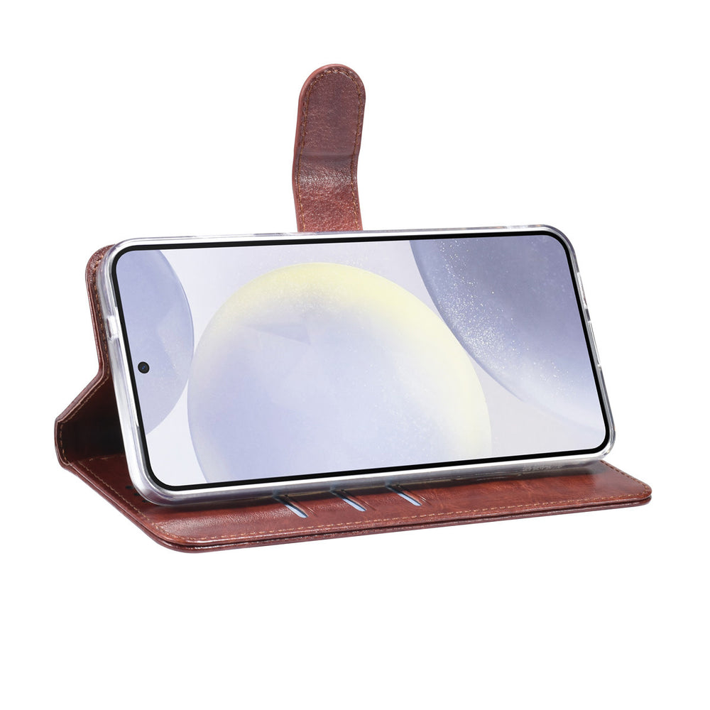 TUNIQ Samsung Galaxy S25 Plus Book Case hoesje - Pasjeshouder voor 3 pasjes - Magneetsluiting - Hanger - Bruin-Hoesjes-Ilumina Benelux