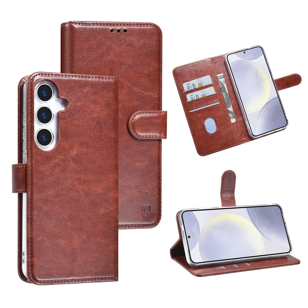 TUNIQ Samsung Galaxy S25 Plus Book Case hoesje - Pasjeshouder voor 3 pasjes - Magneetsluiting - Hanger - Bruin-Hoesjes-Ilumina Benelux